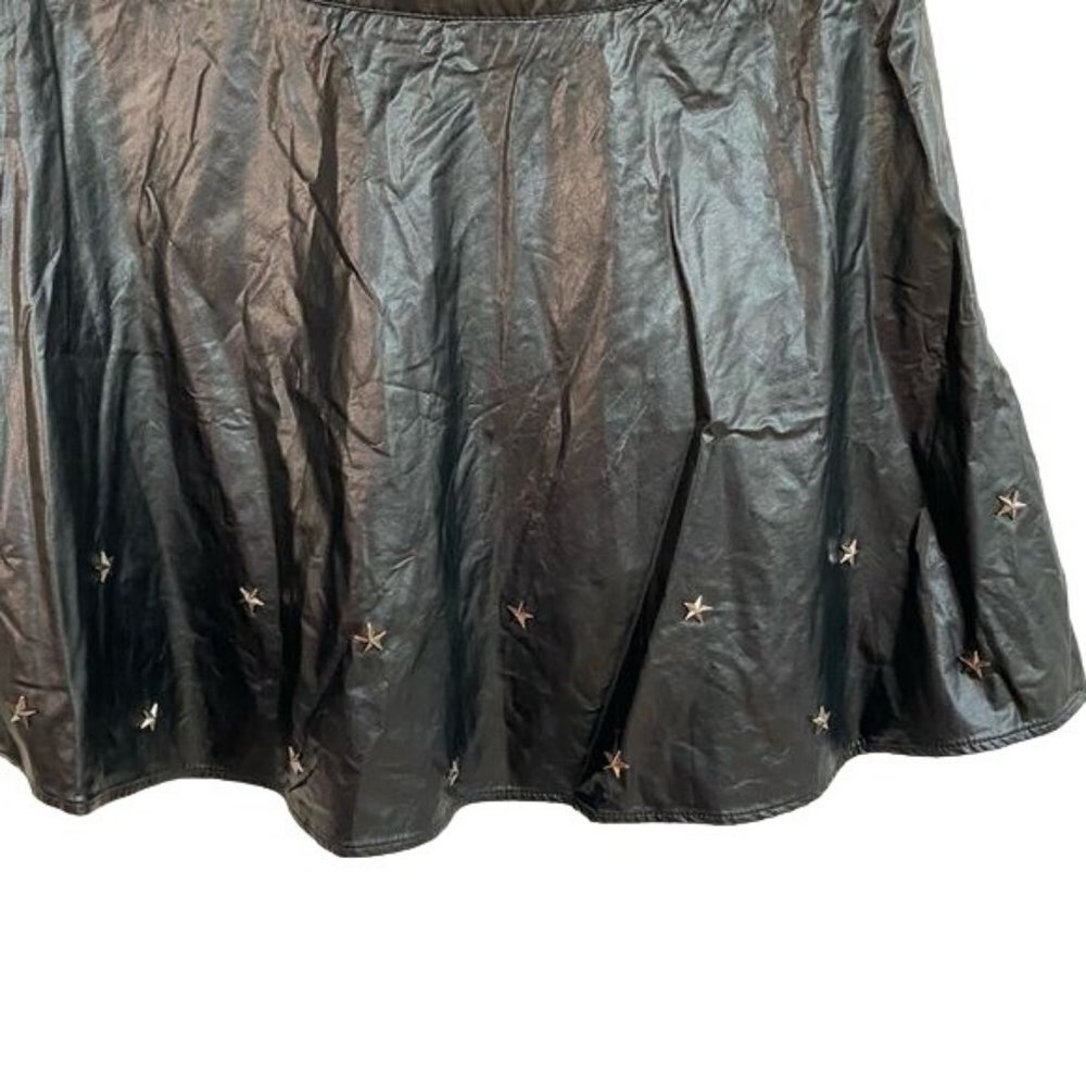 Sans Souci Star Studded Black Metal Vegan Leather Skirt Size L - Picture 6 of 12